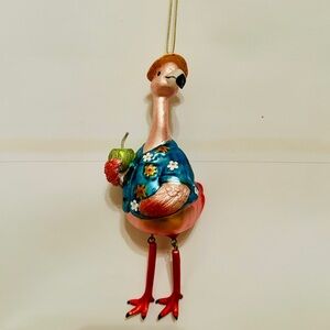 Vintage Glass Beach Hawaiian Party Flamingo Ornament